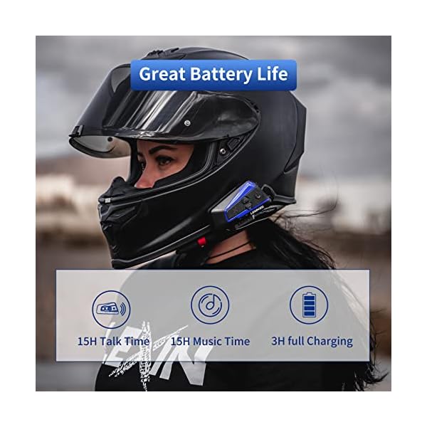 LEXIN 2X B4FM Intercomunicador Casco Moto Bluetooth, Moto 1-10 Motoristas de 2000m - Imagen 4