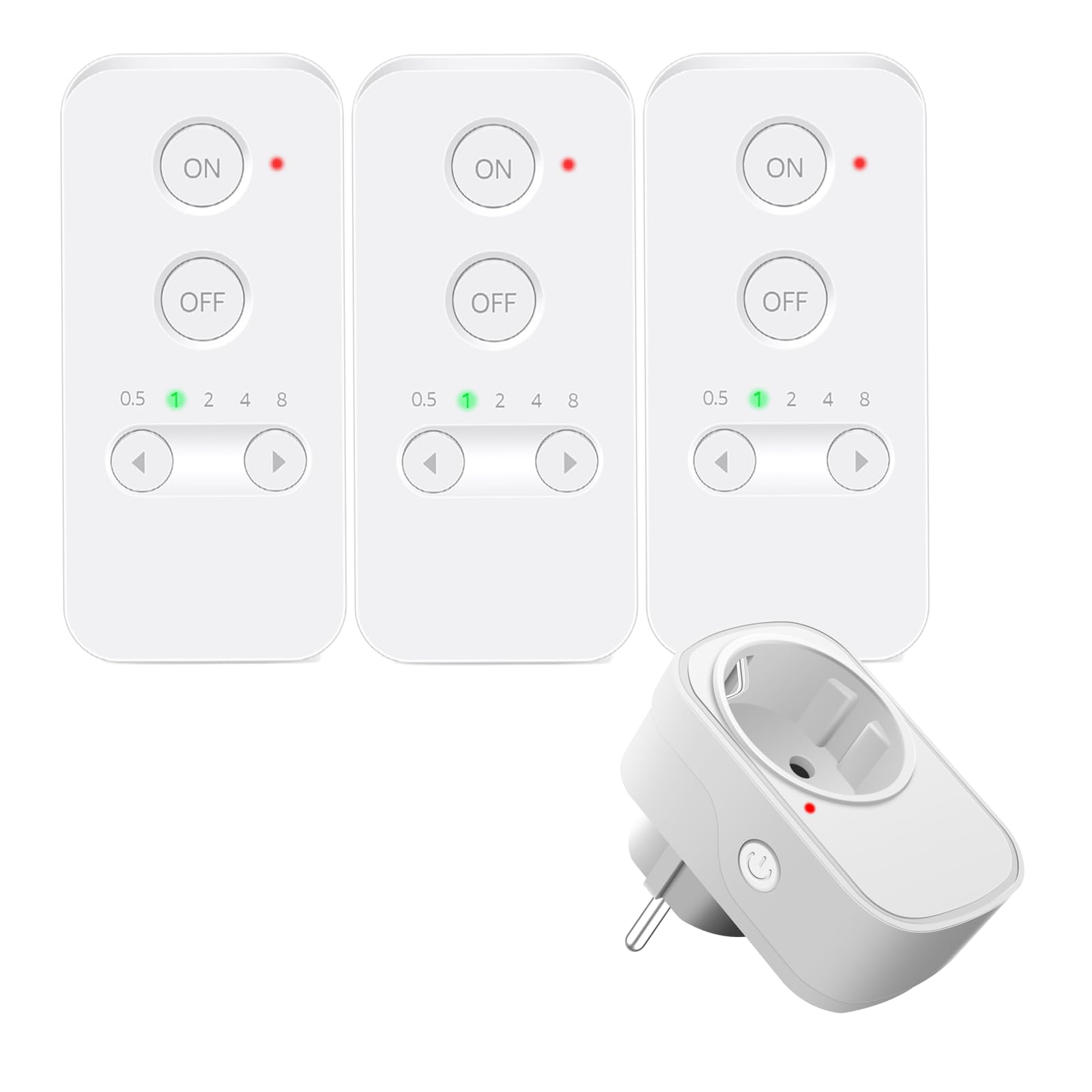 NineLeaf Funksteckdosen mit Fernbedienung,15A/3600W,Reichweite 150m,Programmierbare Steckdose,geeignet für den Innenausbau und Haushaltsgeräte,1 Steckdosen+3 Fernbedienung,weiß