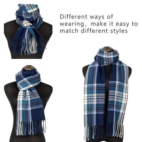 INOGIH Winter Classic Scottish-Tartan-Buffalo-Plaid-Scarf Christmas Soft-Warm-Cashmere Shawl-Wrap with Fringes for Women Men3