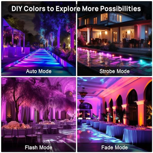 Ustellar 4 Pack 25W Rgb Led Flood Light 250W Equiv. Color Changing Floodlights, Warm White 2700K Ip66 Colored Spotlight Stage Party Uplighting Indoor Outdoor Uplights For Event Wedding Halloween Light thumb #5