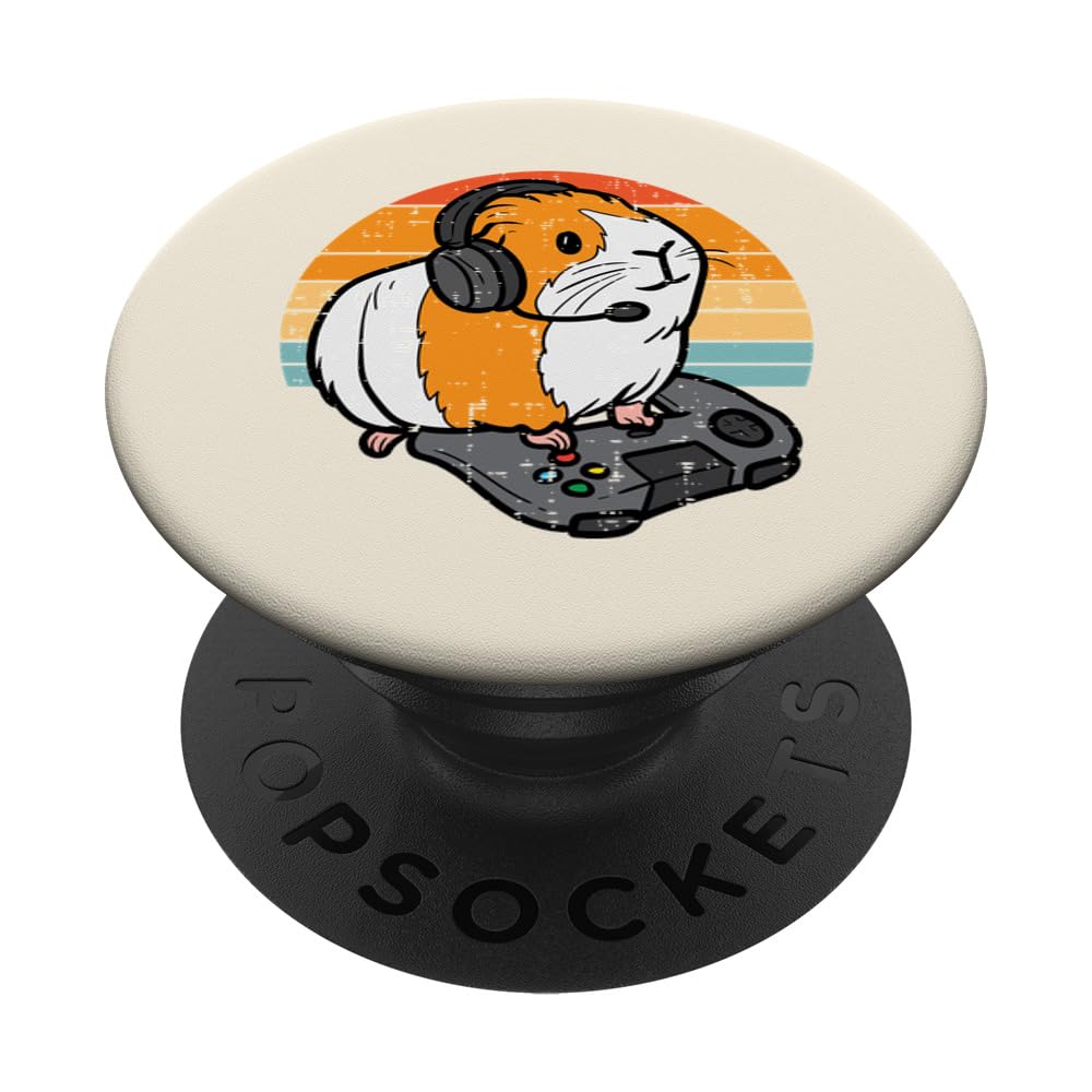 Guinea Pig Gamer Retro Video Gaming Cavy Men Boys Kids Youth PopSockets Adhesive PopGrip