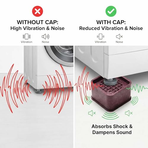 Image of SAI PRASEEDA Anti-Vibration Washing Machine Pads | 1 Set (4 pcs) | Maroon | Square Shape | Stands for Washer, Fridge, Furniture, Beds, Tables, Sofa | Shock & Noise Reduction