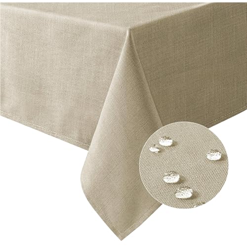 Bea's Party Mantel Rectangular Efecto Lino 140 cm x 240 cm, Mantel Antimanchas Falso Lino,Mantel Beige Crema para Restaurantes, Catering, Bodas, cumpleaños
