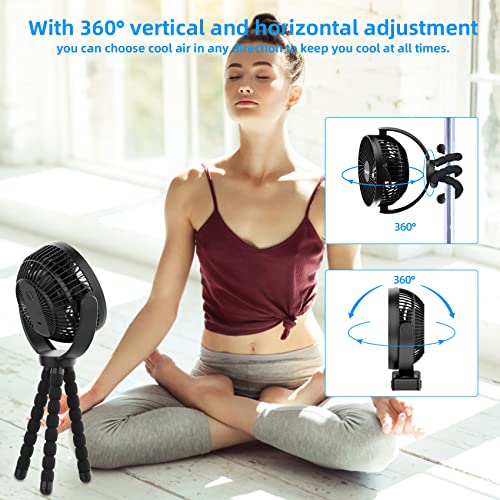 Svinkal Mini Clip On Fan, 5000Mah Usb Charging Portable Fans,6 Inch Quiet Desk Fan, 3 Speeds Strong Airflow, 360°Rotation, Suitable For Home, Office, Dormitory, Stroller,Etc. （Black） #TOP3