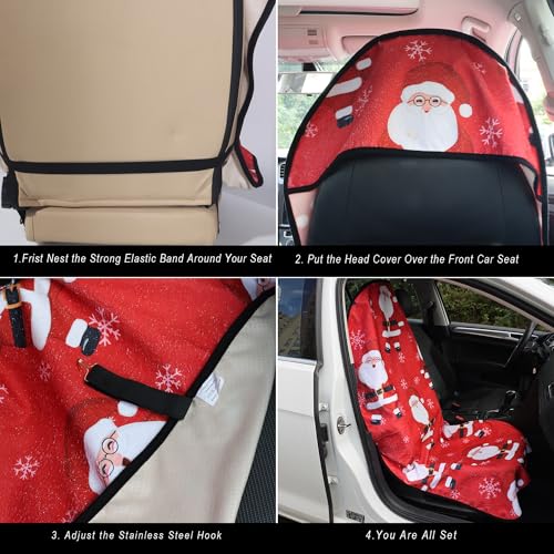Image of Car Seat Cover Protector Front Seats,for Gym Workout,Running,Swimming,Beach and Hiking,Waterproof Sweat Towel Bucket Seat Covers for Cars SUV Trucks (Santa Claus, 1Pcs)