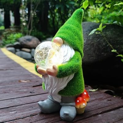 VIVICOMFY Solar Gnomes Statue Garden Decor -Gnomes Lover Gifts, with Gazing Solar LED Lights Ball Gnomes Decoration for Garden Yard Patio Lawn Balcony - Gifts for Mom Grandma