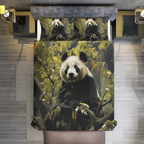 Housse de couette respirante panda parure de lit 3 pièces microfibre douce - 8