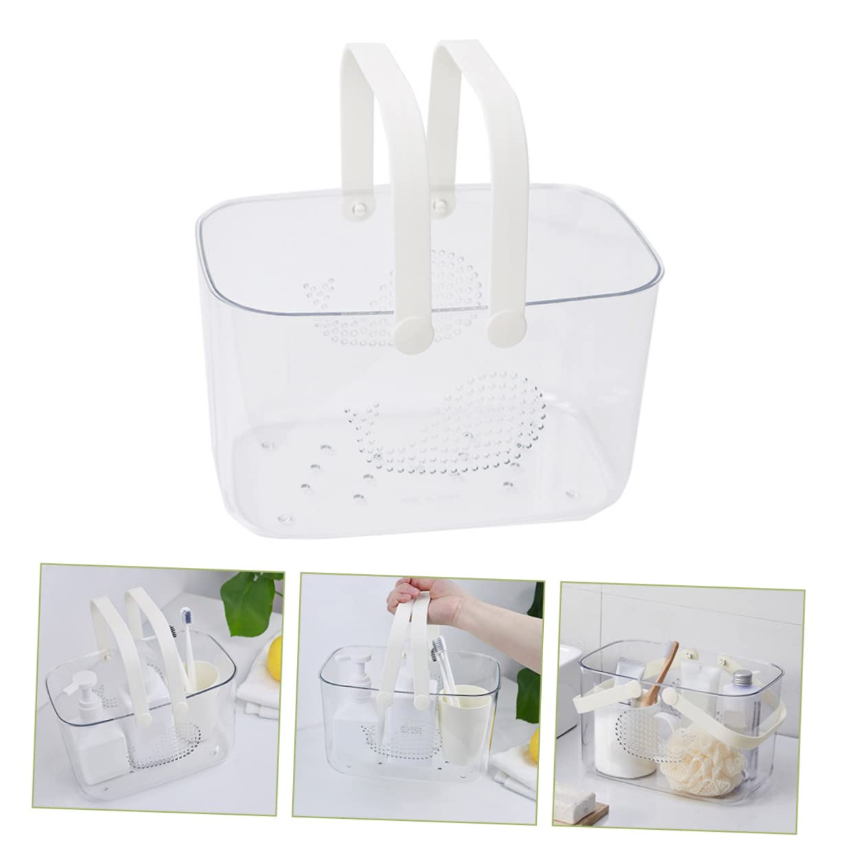 Cesta Portátil de Plástico Engrosado para Almacenamiento en Baño y Oficina, Organizador Asa para Productos de Ducha y Tocador, Práctica para Uso Diario
