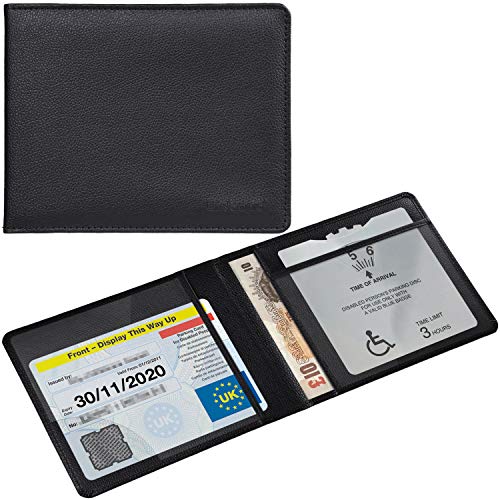 Wisdompro PU Leather Disabled Blue Badge and Timer Holder Wallet Protector Disability Parking Permit...