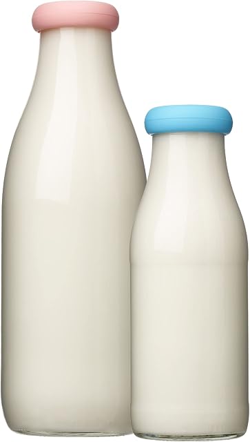MOOPOPS - 1 Litre Bottle Tops (NOT 1 Pint). 2 Reusable Silicone Tops Designed to fit Standard (43mm) 1l and 500ml Bottles (Blue and Pink)