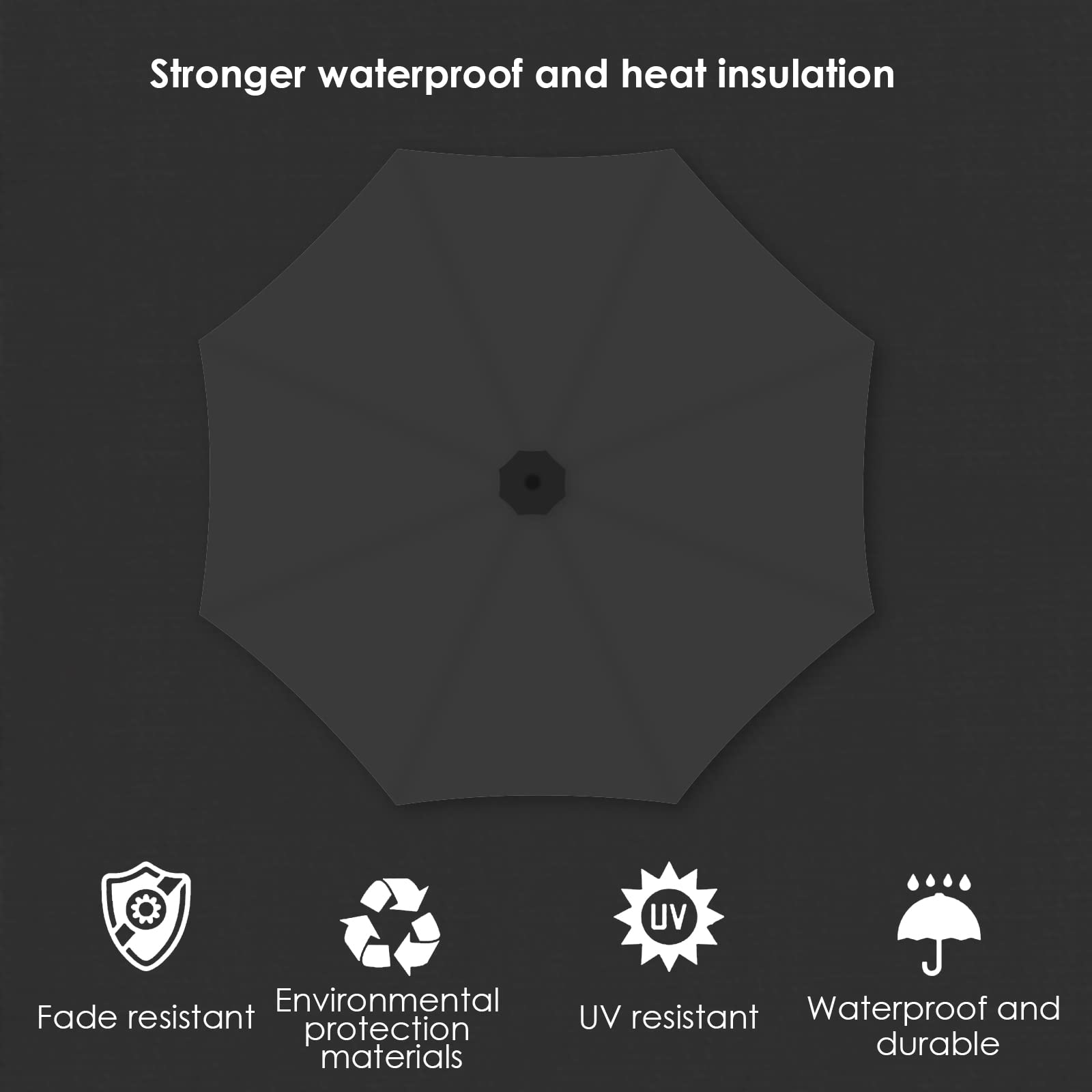 Lospitch Parasol przeciwsłoneczny z oświetleniem LED, aluminiowy parasol z korbą, ochrona przed promieniowaniem UV i wodoodporny, parasol ogrodowy