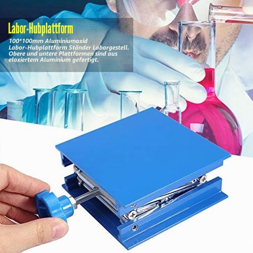 Labor Hebebühne 100x100mm, Lab Scissor Jack aus eloxiertem Aluminium, Höhenverstellbare Laborhebeplattform von 45mm bis 158mm, Laborständer für Chemie, Physik & Biologie