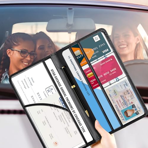 Image of CoBak Car Registration and Insurance Holder | Vehicle Glove Box Organizer, Auto Truck Compartment Document Case with Magnetic Closure for Insurance & Driver License