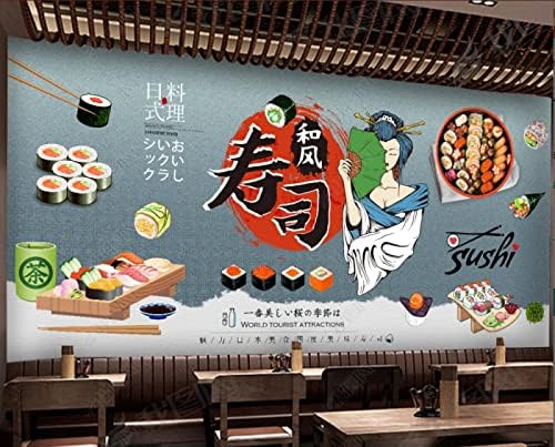 DEKii Papel pintado personalizado 3D Cocina japonesa Restaurante de sushi Restaurante de sushi retro japonés Pared de fondo
