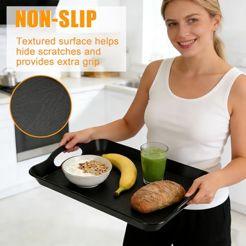 3 Pack Serving Trays with Handles, Rectangular Stackable Tray for for Dinner Snack Fruit Dessert Beverage Appetizer Butler-Kitchen - Image 5