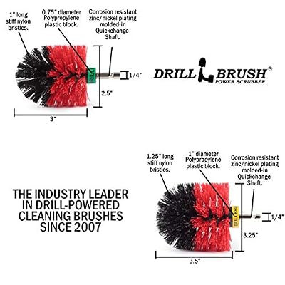 Kitchen and Dishwashing Power Brush Kit Small and Large Stiff Rotary Scrub Brushes