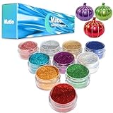 Matio Chrome Powder,10 Colors Metallic Mirror Effect Mica Powder Glitter Each Jar 2g, Metallic Pigment Holographic Chrome Pigment for Resin Craft, Nail Art, Slime,Tumbler, Oil Painting, Resin Mold