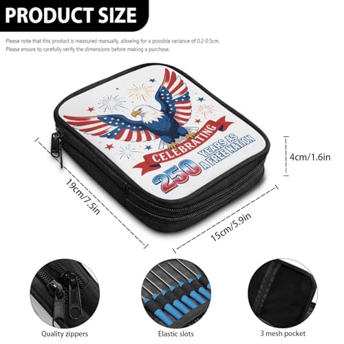 Image of Vanideaoty American Flag Crochet Hook Case Holiday Knitting Needle Storage with Web Pockets for 250th Anniversary Home Gifts