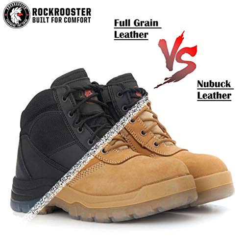 ROCKROOSTER Men's Side Zip Work Boots, 5" Steel Toe Lace Up Safety Boots, Static Disspative, Water Resistant, YKK Zipper, Coolmax, Non-slip, Breathable, Comfort(AK050 & AK050BK)4