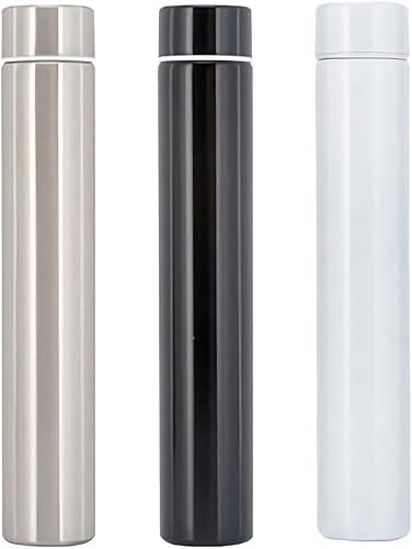 Botella de agua aislada, acero inoxidable 188 (304) Super Slim Skinny Mini, portátil, a prueba de fugas, 10 onzas, blanco