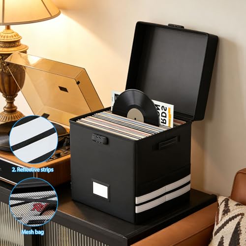 Boîte rangement vinyles ignifuge protégeant 100 disques de l'humidité - 4