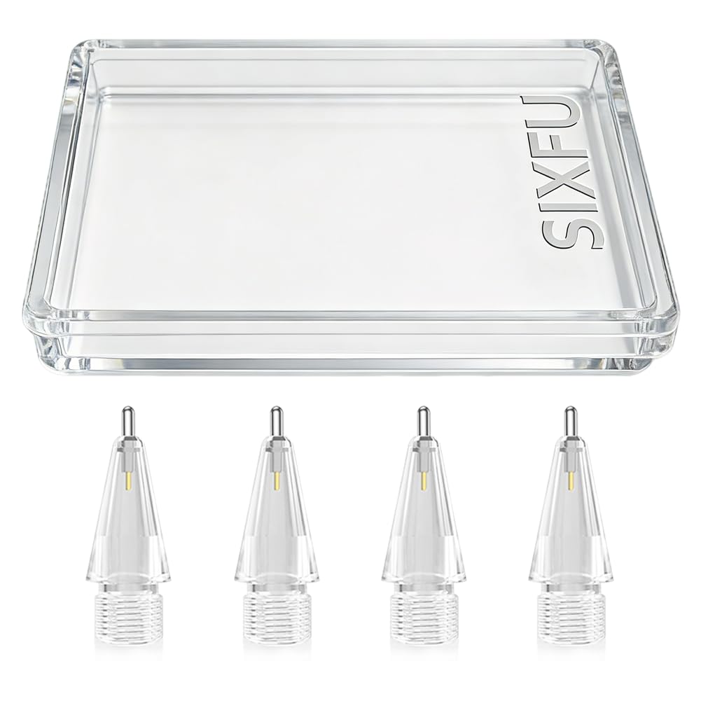 SIXFU 4 PCS Transparent Long Metal Tips Compatible with Apple Pencil Tip, Durable Tips Compatible with Apple Pencil Pro/USB-C/ 1st/ 2nd Generation, Accessories Compatible with iPad Pencil
