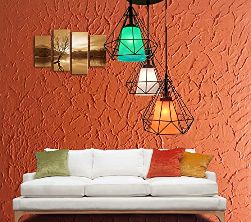 Image of Arus Metal and Glass Diamond Shaped with Glass Piece 3 Light Combo Ceiling Light for Home and Office (Multicolor Pack of 1 Set)