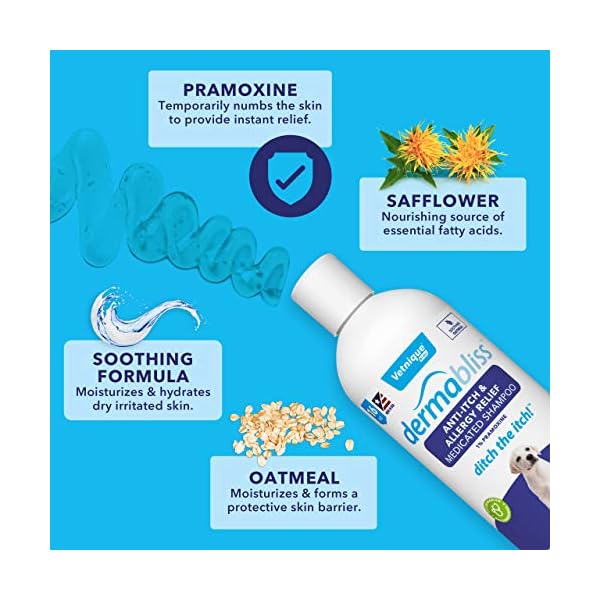 Vetnique-Labs-Dermabliss-Dog-Allergy-and-Itch-Relief-Skin-and-Coat-Health-Supplements-and-Grooming-Supplies-with-Omega-3-6-9-Biotin-Ditch-The-Itch-Itch-Relief-16oz-Shampoo Dermabliss Dog Allergy and Itch Relief - Vetnique Labs