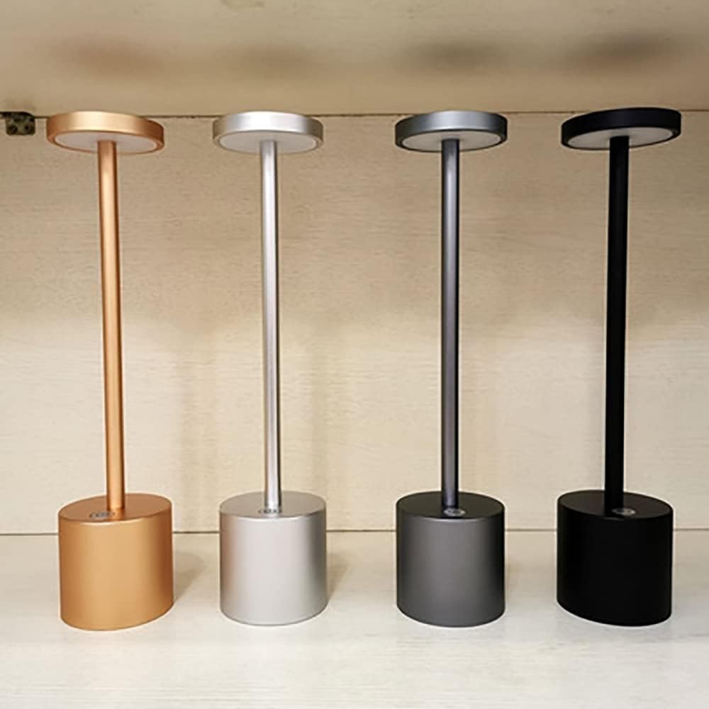 DFAEEKIYO Led Cordless Touch Sensor Restaurant Bar Table Lamps Art Deco Rechargeable Desk Lamp Metal Bedroom Bedside Reading Light(Silver)