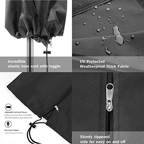 skyfiree Patio Cantilever Umbrella Covers Outdoor Offset Umbrella Cover for 9-11ft Umbrellas 420D Waterproof Snowproof Market Parasol Covers with Zipper Winter Protection Black