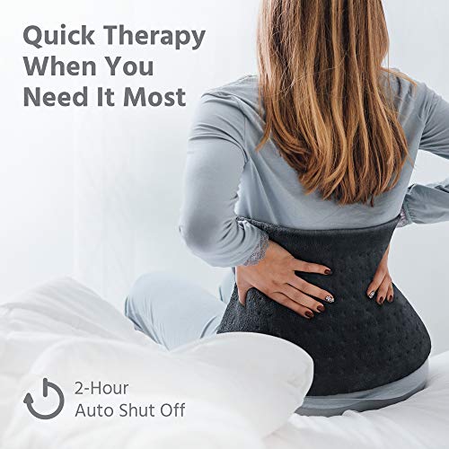 GENIANI Extra Large Electric Heating Pad for Back Pain and Cramps Relief - Auto Shut Off - Soft Heat Pad for Moist & Dry Therapy (Navy Gray) - Thumbnail 7