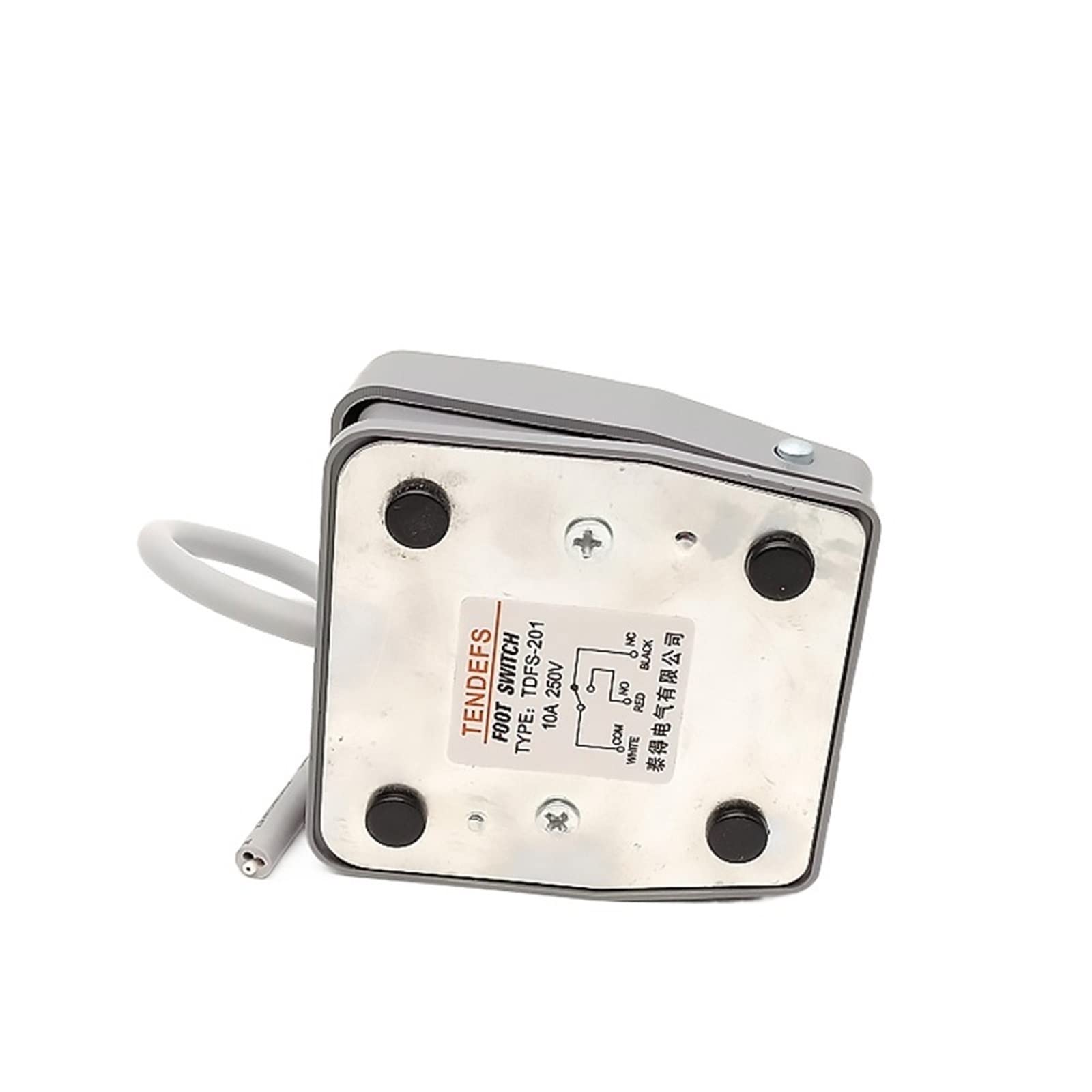 1 Uds interruptor de pie interruptor de Control momentáneo Pedal de energía eléctrica SPDT gris TDFS-201 10A 250V (Color : With 2m Wire)