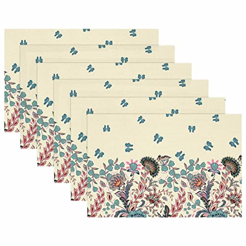 Sets de table papillons fleurs beige 30x45cm antidérapants table à manger