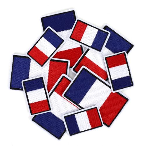 MWOOT Écusson Français, Patchs Drapeau Français, Lot de 10 Patch France, Pièces pour Applications Brodées pour sac à dos Vêtements Chapeaux Vestes Jeans...