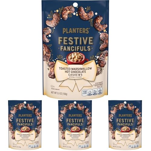 Image of PLANTERS Toasted Marshmallow Hot Chocolate Cashews, 5.5 oz Bag, Limited Edition Crunchy Cashews, Sweet Snack (Pack of 4)