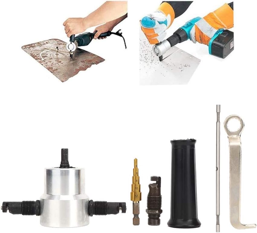 6pcs Double Head Metal Sheet Nibbler Cutter Kit, Drill Attachment for Straight Curve Cutting, Ergonomic Design, Brand New, Carbon Steel Material, Cutting Thickness Up to 2mm