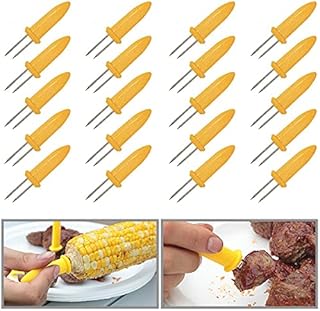20PCS Corn Holders, Stainless Steel Corn Holder Twin Prong Sweetcorn Holder Corn on The Cob Skewers Fruit Fork for Kitchen Tool Outdoor Home BBQ Cooking