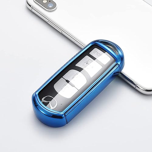 Miniatura 3 de HIBEYO Funda para llavero compatible con Mazda 2 3 5 6 8 CX-3 CX-4 CX-5 CX-7 CX-9 Atenza Axela MX5 Speed3 Miata 234 botón de protección completa con