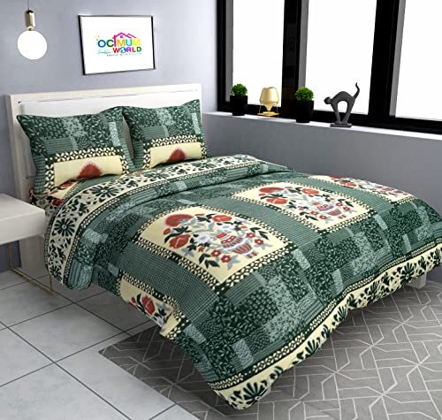 Image of MORADO Woolen Heavy Warm Fleece Double Bedsheet with Two Pillow Covers with Zipper for Winters (90x100 Inch, Green)