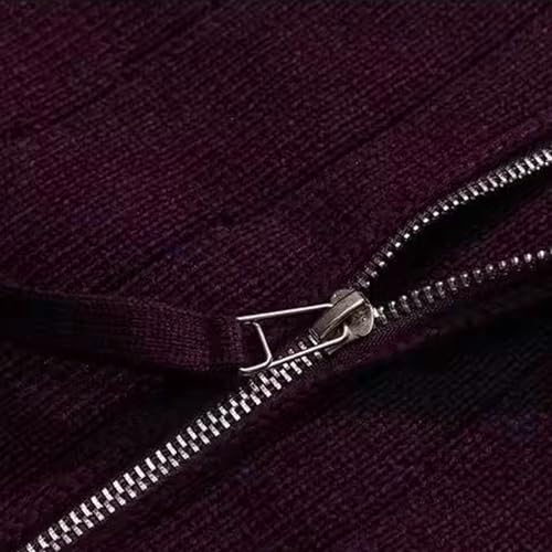 Mens Stylish Cable Knit Soft Cardigans Thermal Regular Plain Open Sweater Thick Mock Neck Zipper Knitwear4