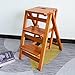 BOCbco Tabouret de Tabouret En 3 Étapes Pliant Échelle, Sabotage En Bois Tabouret D'Échelle Escaliers Portables Capacité D'Échelle 150 Kg Escaliers Pliables Tabourets de Chaise