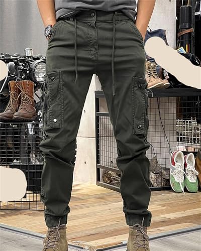 Men's Fashion Cargo Pants Athletic Joggers Pants Chino Trousers Drawstring Sweatpants2