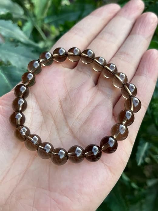 Bracelet perles de quartz fumé 8mm A++ véritable extensible