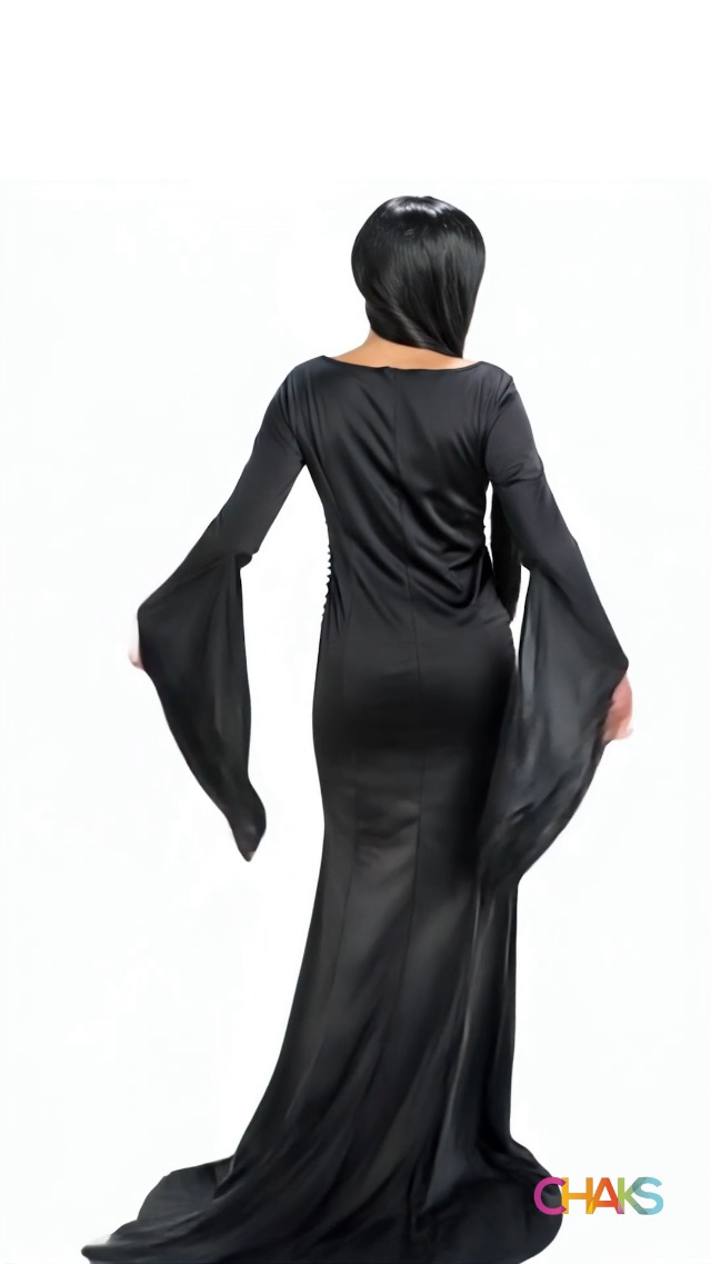 Robe Costume Morticia Addams Pour Halloween - Robe Longue Gothique Victorienne - Cosplay Femme - 7