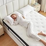 Lxvunan Twin10 inch Mixed Mattress, Spring Mattress in Independent Packaging Bag, Breathable and Comfortable, Decompression, Including Gel Memory Foam, Suitable for Various bedsteads