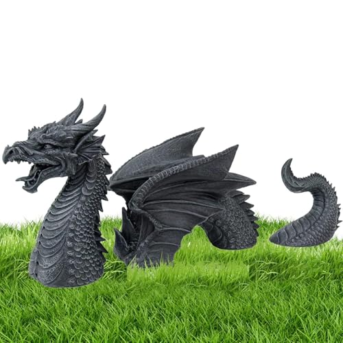 Moreeulsi Dreiteilige fliegende Drachenstatue - Harz dreiteiliger Drache Kunsthandwerk Garten Gartendekorationen - Geeignet für Rasen-Garten-Kunst-Ornamente im Freien