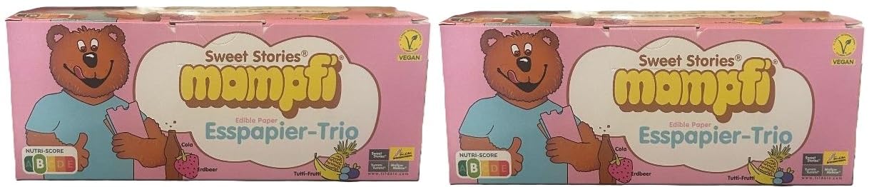 2 Boxen Mampfi Esspapier-Trio a 290g + Space Keks gratis a 45 g von Onlineshop Bormann