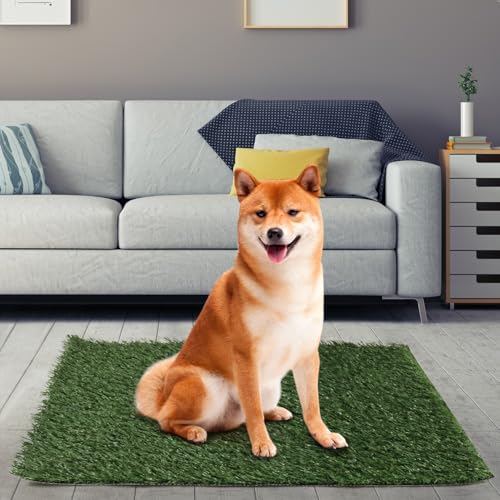 QWORK® 2 Stück Kunstrasen Hundeklo Welpentoilette PIPI Matten für Hunde, Hundetoilette Ersatzrasen 51x63 cm