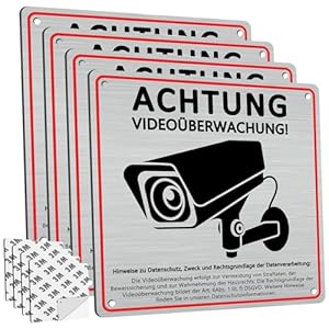 Dadapanghu DA-Alu Videoüberwachungsschild 4 Stück