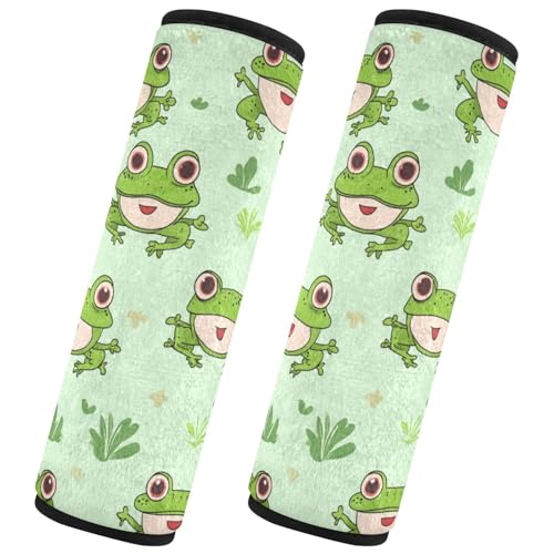 Seat Belt Covers 2 Pack Funny Frogs Car Seat Strap Covers Super Soft Green Animal Car Seat Neck Cover for Boys Girls Adults Babies M